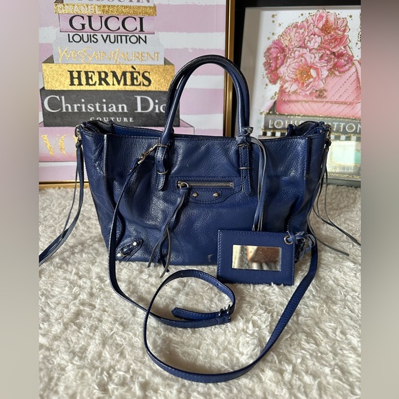 Balenciaga Handbags - Balenciaga Mini Papier A4 Zip Around Tote Navy with Mirror